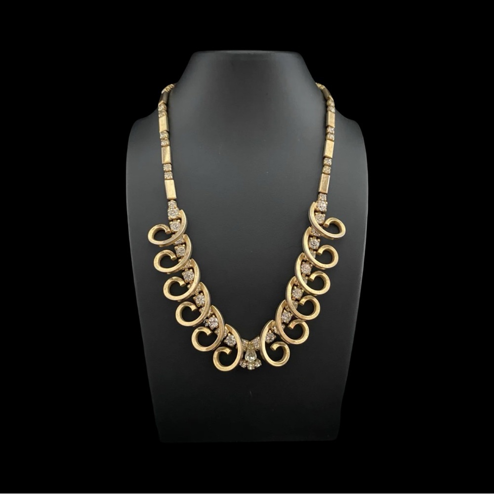 Sarah Coventry Vintage Gold-Tone Scroll Swirl Statement Necklace